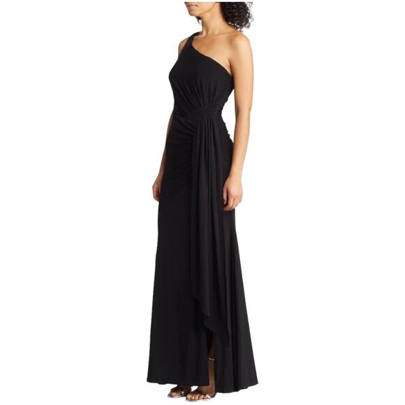 Vince Camuto Black One-Shoulder Pleated Waist Gown 6 NWOT - Picture 5 of 15